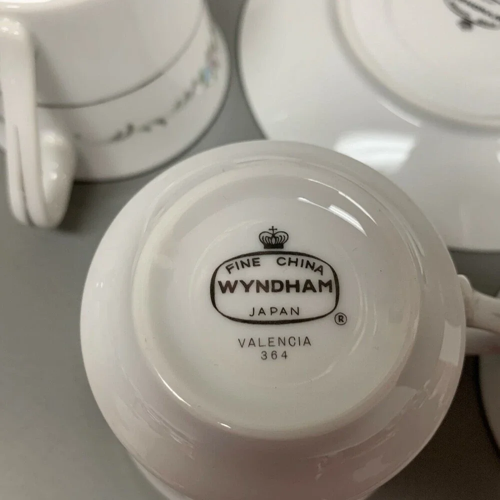 Wyndham Valencia 364 Cups Saucers Creamer Sugar Bowl Multi-color Floral Lot of 9